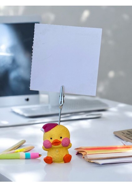 Pembe Şapkalı Civciv Temalı Not Tutacağı Fotoğraf Tutacak Tutucu Ofis Seti Hediyelik