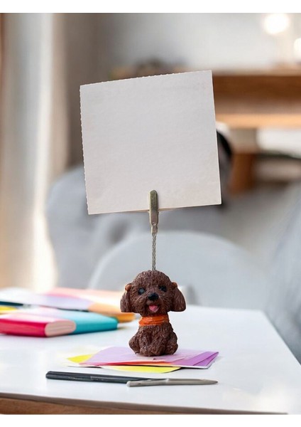 Kahverengi Sevimli Kawaii Köpek Fotoğraf Not Tutucu