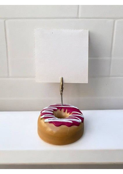Vişne Pasta Süsü Desenli Donut Model Temalı Fotoğraf Not Tutacak Ofis Masası Not Tutacağı Hediyelik