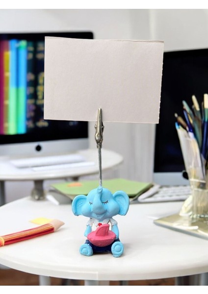 Minik Tatlı Kawaii Pembe Gemili Yavru Fil Fotoğraf Not Tutacağı Ofis Masası Hediye Tutucu Tutacak fiyatları