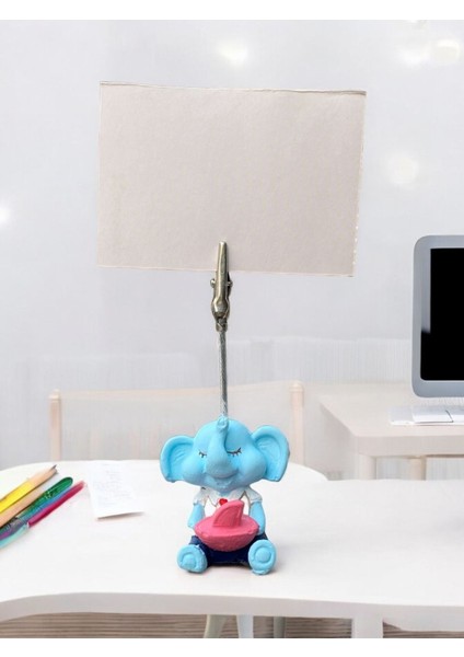 Minik Tatlı Kawaii Pembe Gemili Yavru Fil Fotoğraf Not Tutacağı Ofis Masası Hediye Tutucu Tutacak indirimleri