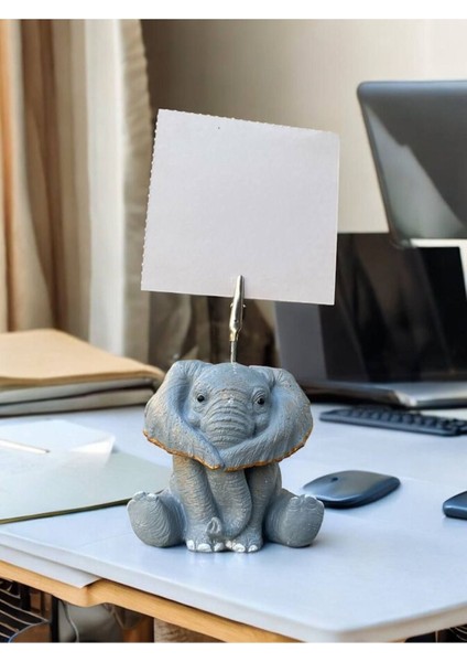 Gri Altın Bereket Temsili Fil ?fotoğraf Not Tutacak Ofis Masası Hediyelik fırsatları