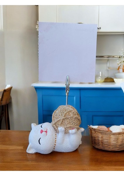 Açık Altın Yumaklı Yatan Kawaii Kedi Temalı Not Tutacağı Fotoğraf Tutacak Tutucu Ofis Hediyelik indirimleri