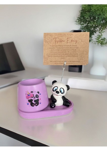 Panda Not - Fotoğraf Tutuculu Kalemlik Saksı Seti