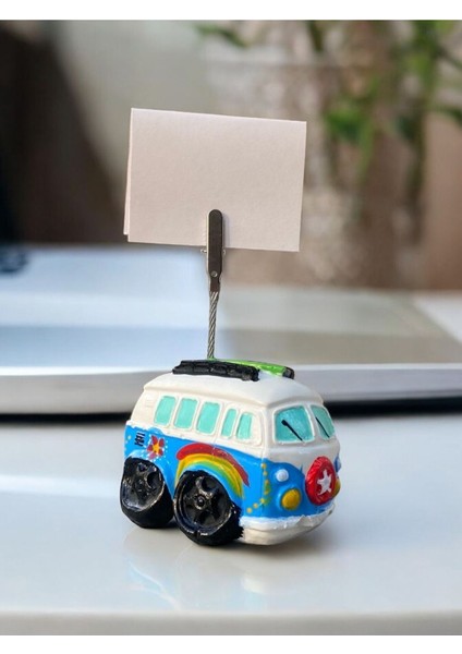 Açık Mavi Woswos Otobüs Çiçek Desenli Fotoğraf Not Tutucu Ofis Masası Tutacak Hediyelik fiyatları