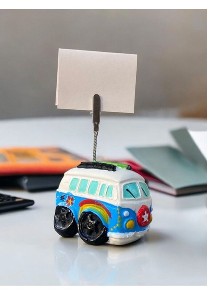 Açık Mavi Woswos Otobüs Çiçek Desenli Fotoğraf Not Tutucu Ofis Masası Tutacak Hediyelik modelleri