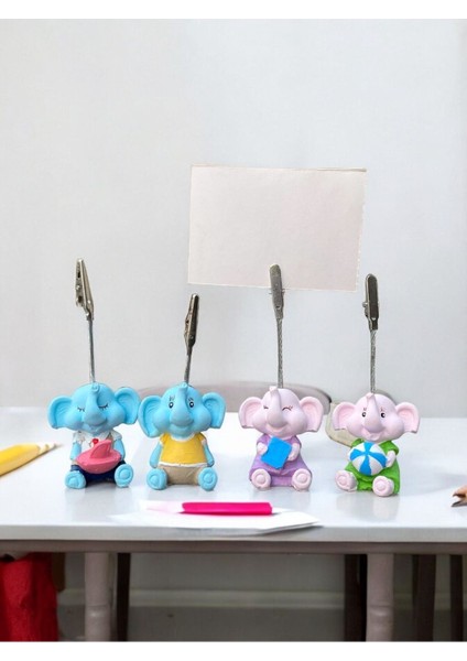 Minik Tatlı Kawaii Yavru Filler Fotoğraf Not Tutacağı Ofis Masası Hediye Tutucu Tutacak