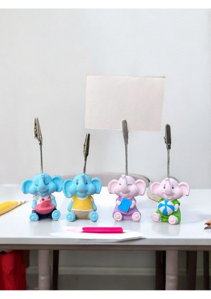 Minik Tatlı Kawaii Yavru Filler Fotoğraf Not Tutacağı Ofis Masası Hediye Tutucu Tutacak