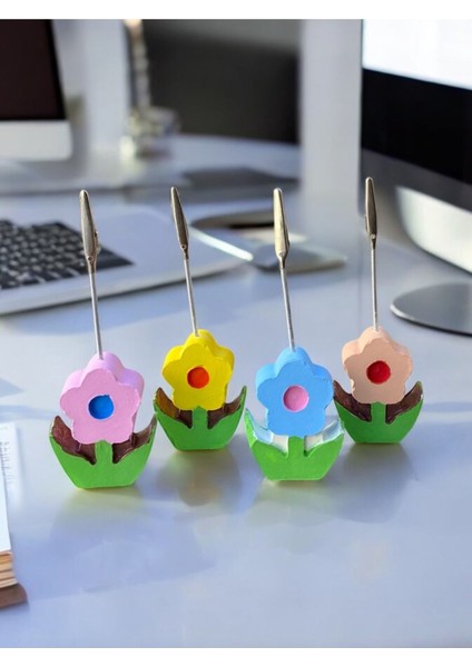 4 Renkli Çiçek Seti Fotoğraf Not Tutacağı Ofis Masası Hediyelik Tutucu modelleri