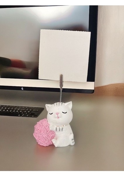 Yumak Tutan Kedi Not - Fotoğraf Tutuculu Biblo Obje