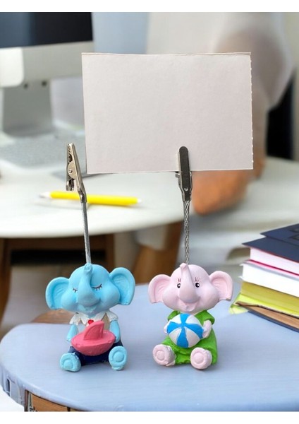 Minik Tatlı Kawaii Yavru Tatilci Filler Fotoğraf Not Tutacağı Ofis Masası Hediye Tutucu Tutacakti