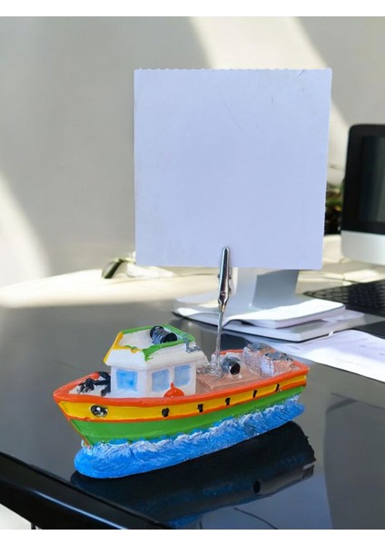 Turuncu Gemi Temalı Not Tutacağı Fotoğraf Tutacak Not Tutucu Ofis Seti Hediyelik