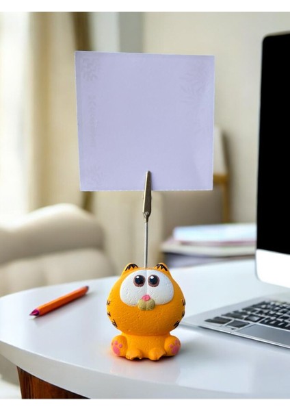 Tembel Sarı Kedi Fotoğraf Not Tutacağı Ofis Masası Hediyelik Tutucu