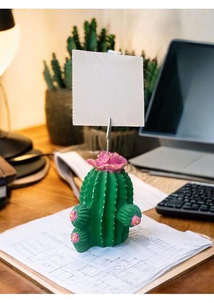 Pembe Çiçek Desenli Kaktüs Obje Fotoğraf Not Tutucu Ofis Masası Tutacak Hediyelike fiyatları