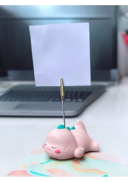 Sevimli Yorgun Pembe Dinozor Temalı Fotoğraf Not Tutacağı Ofis Masası Not Tutucu Hediyelik