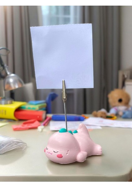 Sevimli Yorgun Pembe Dinozor Temalı Fotoğraf Not Tutacağı Ofis Masası Not Tutucu Hediyelik