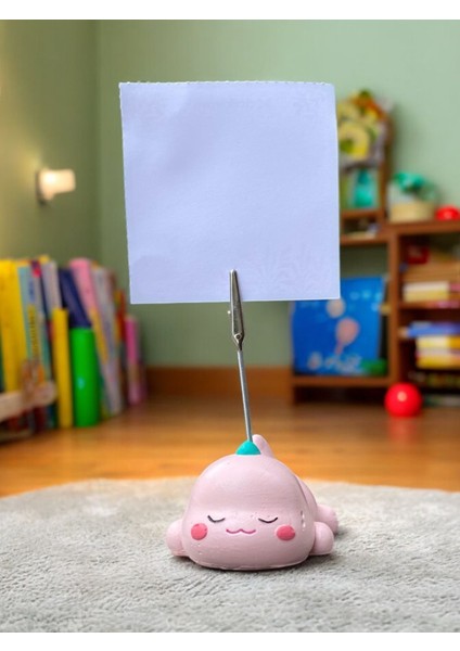 Sevimli Yorgun Pembe Dinozor Temalı Fotoğraf Not Tutacağı Ofis Masası Not Tutucu Hediyelik