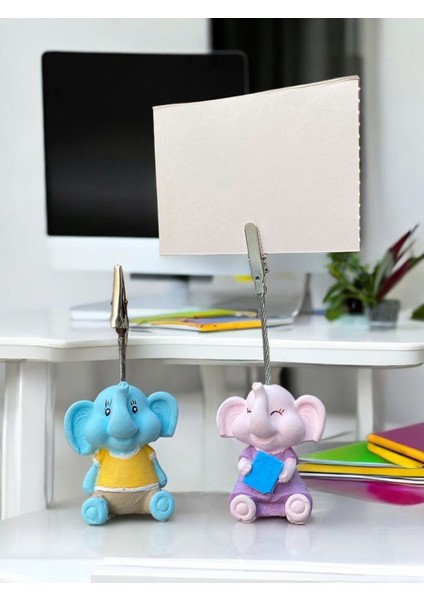 Minik Tatlı Kawaii Yavru Okullu Filler Fotoğraf Not Tutacağı Ofis Masası Hediye Tutucu Tutacak
