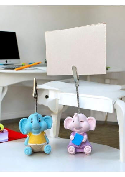 Minik Tatlı Kawaii Yavru Okullu Filler Fotoğraf Not Tutacağı Ofis Masası Hediye Tutucu Tutacak
