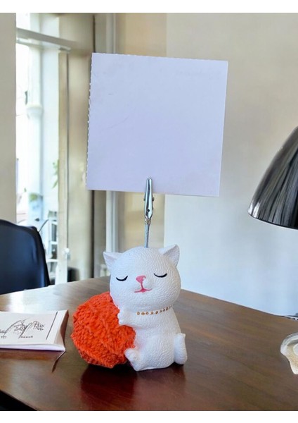 Turuncu Yumaklı Oturan Kawaii Kedi Temalı Not Tutacağı Fotoğraf Tutacak Tutucu Ofis Hediyelik fiyatları