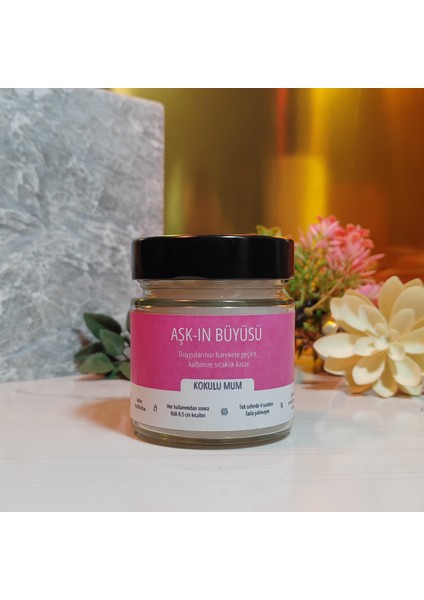 Aşk-In Büyüsü Esanslı Doğal Soy Wax Kavanoz Mum | Premium Seri