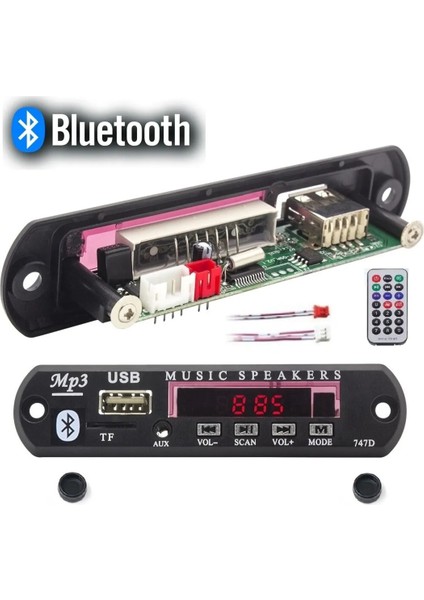 Bluetooth Mp3 Çalar Dekoder Devre Kartı Modülü Kablosuz Ses Alıcısı Handsfree Mic Destekli Tf Usbli