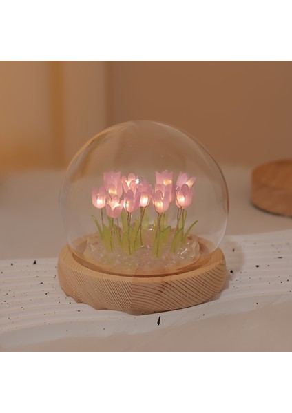 10 Çiçekli Lale Gece Lambası Yatak Odası Dekorasyonu, Işıltılı Masaüstü Küçük Yaratıcı Süs (Yurt Dışından)