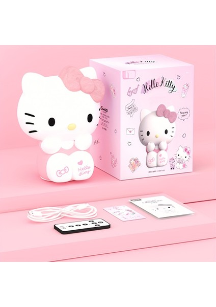 Sanrio Hello Kitty Gece Lambası - Sevimli Silikon Dokunmatik, Çift Hızlı 3 Renkli LED ile Uzaktan Kumanda, Yatak Odası Dekoru (Yurt Dışından)