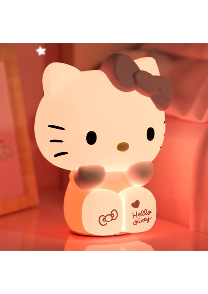 Sanrio Hello Kitty Gece Lambası - Sevimli Silikon Dokunmatik, Çift Hızlı 3 Renkli LED ile Uzaktan Kumanda, Yatak Odası Dekoru (Yurt Dışından)