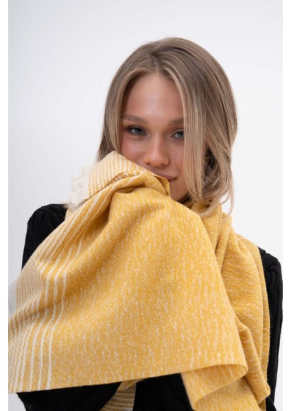 Ince Desenli Kaşmir %100 Viscose Sarı-Krem Şal fiyatları