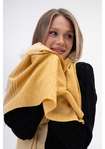 Ince Desenli Kaşmir %100 Viscose Sarı-Krem Şal modelleri