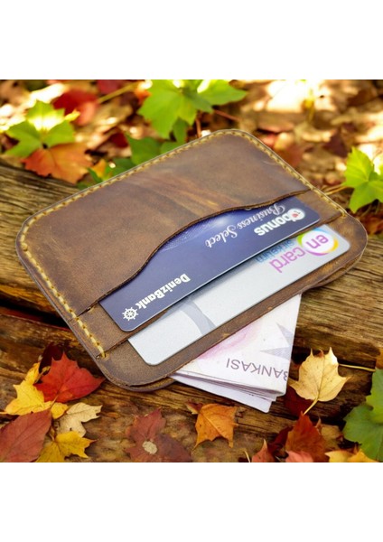 Cy Leather Minimax El Yapımı Unisex Antik Camel Hakiki Deri Kompakt Cüzdan indirimleri