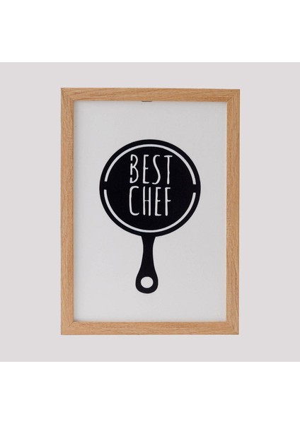 Best Chef Ahşap Çerçeveli Tablo - Beyaz - 25 x 35 cm