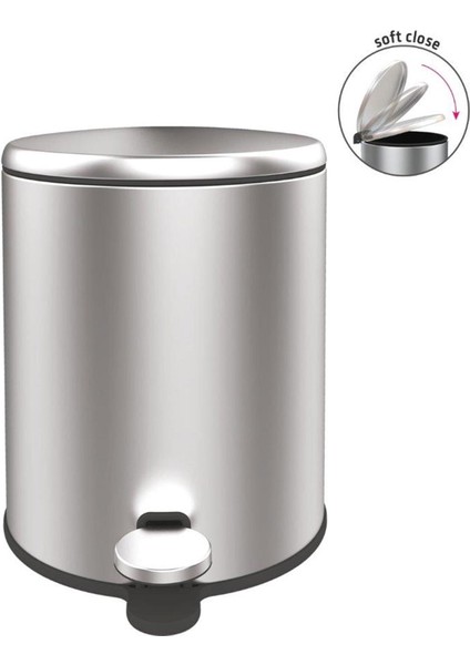 Cigo Paslanmaz Çelik Pedallı Banyo Çöp Kovası - Gri - 6 Lt