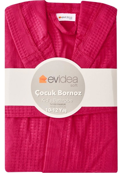 Soft Çocuk Waffle Bornoz - Pembe - 6-8 Yaş