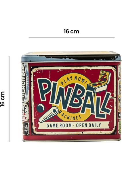 Pinball Metal Kutusu - Renkli - 16 x 16 x 14 cm