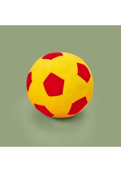Soft Futbol Topu Figürlü Yastık - Sarı / Kırmızı - 30 x 30 cm