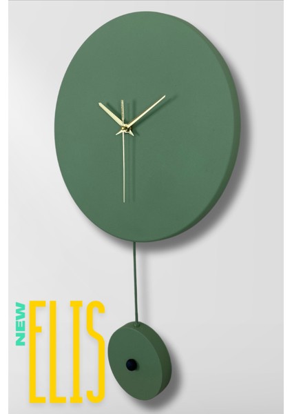 Elis Model Modern Dekoratif Metal Sıvama Akar Sessiz Mekanizmalı Duvar Saati (30*30 cm ) (Sarkaç Şeklinde Süs Ayarlanabilir)
