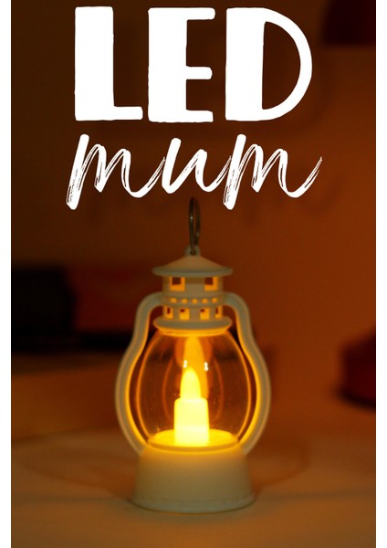 LED Mum Mini Kamp Tipi Pil Dahil Dumansız Alev Ledli Yapay Dekoratif Mum Dekor Işığı Beyaz PT430