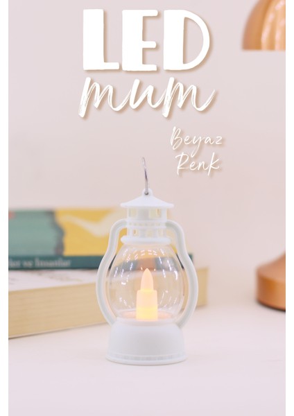 LED Mum Mini Kamp Tipi Pil Dahil Dumansız Alev Ledli Yapay Dekoratif Mum Dekor Işığı Beyaz PT430