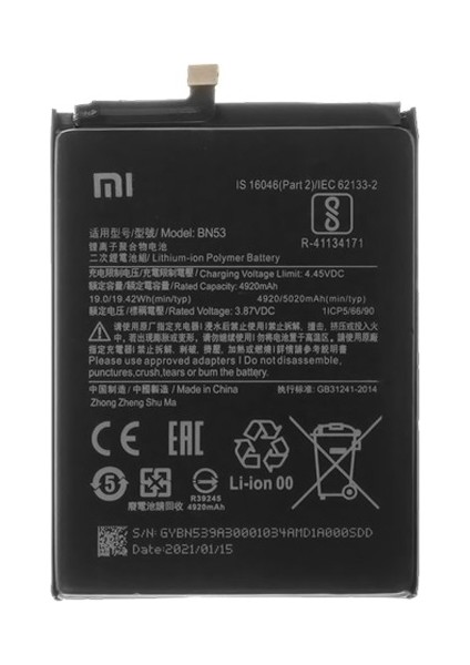 Xiaomi Redmi Note 9 Pro - Bn 53 - Batarya Pil