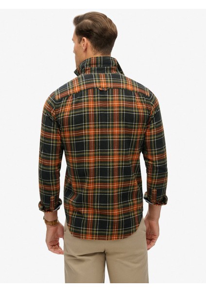 Normal Siyah - Turuncu Erkek Gömlek M4010727AB4Z_L/S Cotton Lumberjack