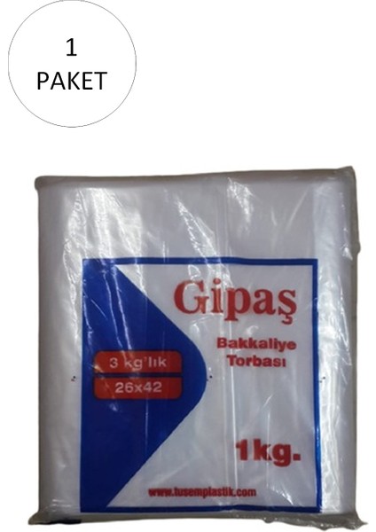 Bakkaliye Naylon Torba 3 kg Lık 26X42 cm 1 Paket (Takriben 165 Adet)