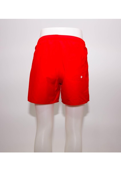 Erkek Deniz Şortu Kısa Boardshort Fileli Kırmızı Meridyendukkan Trıbord