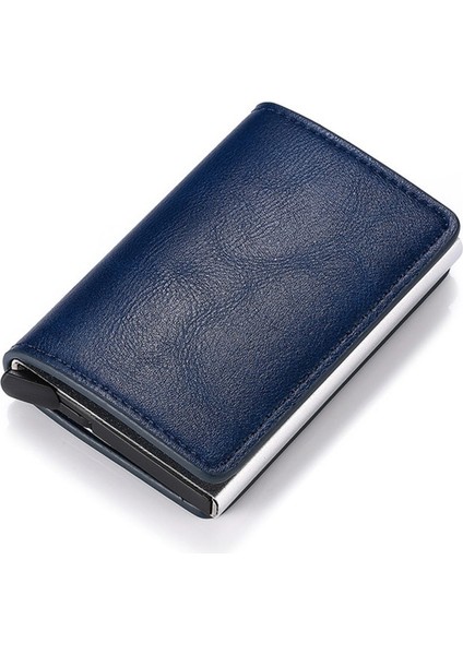 Mavi Stil Rfid Güvenli Hırsızlığa Karşı Akıllı Cüzdan Ince Kimlik Kartları Tutacağı Unisex Otomatik Olarak Katı Metal Banka Kredi Kartları Tutacağı Iş Çantası (Yurt Dışından)