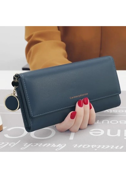D Tarzı Yeni Moda Kadın Cüzdan Mektup Uzun Üç Katlı Cüzdan Çanta Taze Deri Kadın Debriyaj Kart Sahibinin Cartera Mujer (Yurt Dışından)