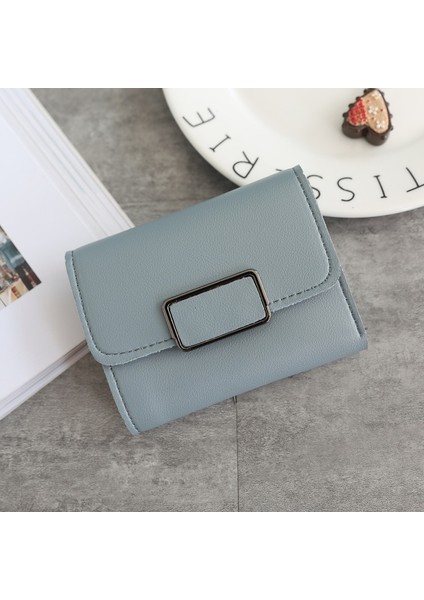 Mavi Stil Yeni Para Küçük Cüzdan Kadın Rahat Katı Cüzdan Moda Kadın Kısa Mini Tüm Maç Koreli Öğrenciler Küçük Cüzdan Basit Kare (Yurt Dışından)