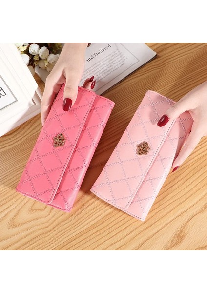 Sarı Stil Kadın Cüzdanı Bayan Debriyaj Deri Ekose Çile Kadın Cüzdanları Uzun Boylu Kart Sahibinin Telefon Çantası Para Sikke Cebi Bayan Çantalar (Yurt Dışından)