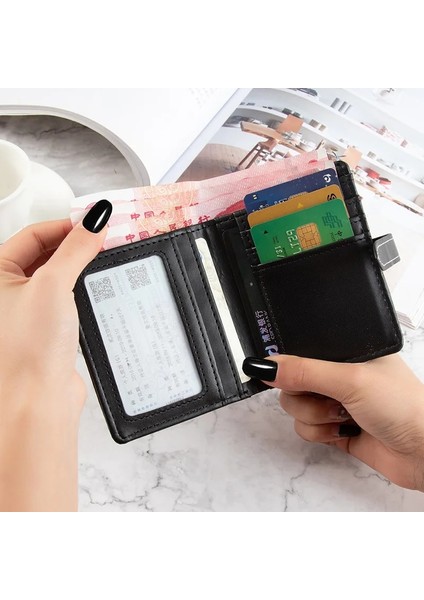 Bk Tarzı Küçük Cüzdan Kadın Kısa Basit Balıksırtı Toka Cüzdan Retro Moda Katlanabilir Bozuk Para Cüzdanı Kadın Kart Çantaları Кошелек Женский (Yurt Dışından) fırsatları