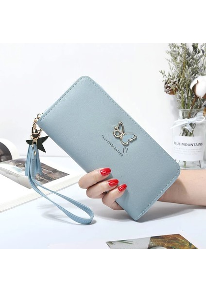 Gri Tarzı Moda Kelebek Kadın Cüzdan Bilek Kolu Telefon Kılıfı Uzun Bölüm Para Cebi Kılıfı Çanta Kadın Çanta Kart Sahibinin (Yurt Dışından) modelleri